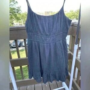 American‎ Eagle airflow scoop sundress smocked mini dress XL stripes gray